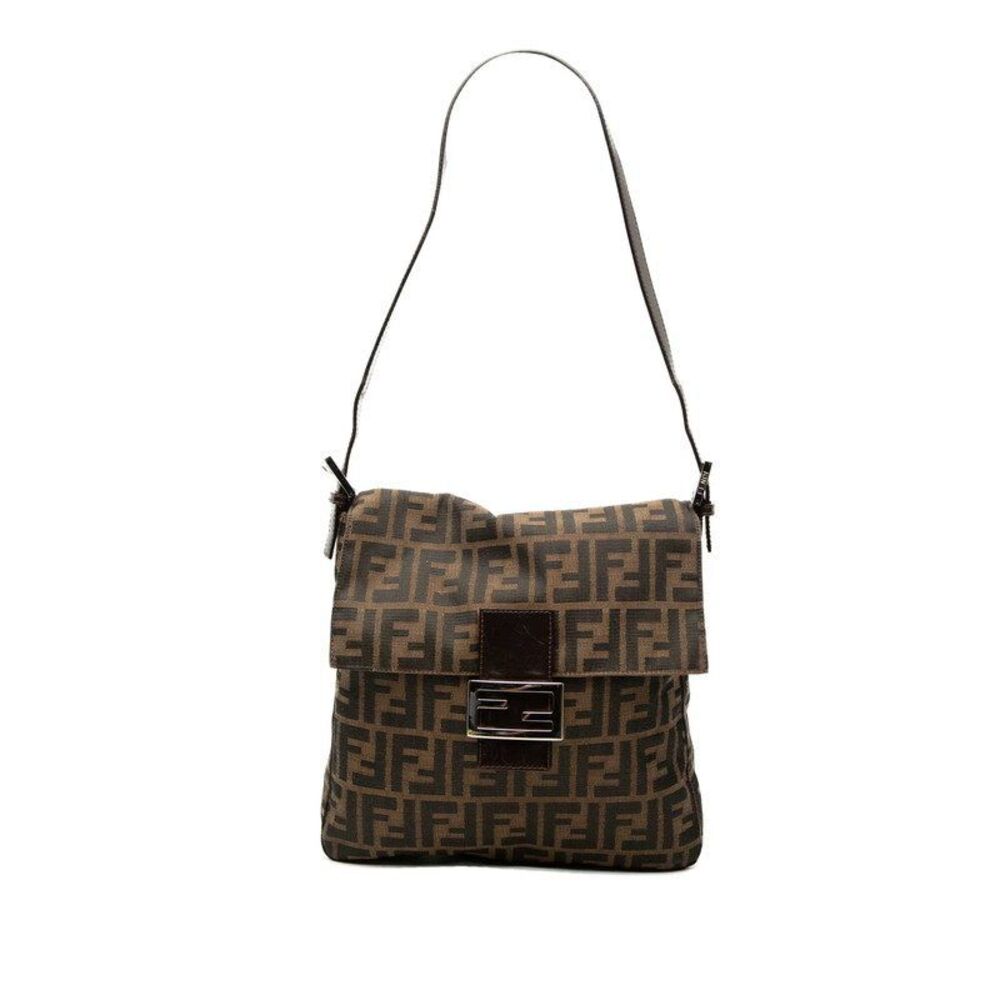 Fendi Zucca Canvas Leather Shoulder Bag
